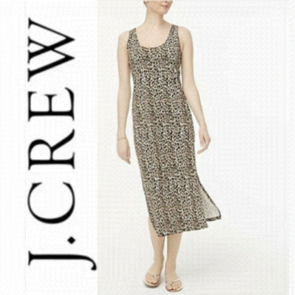 J Crew Leopard Print Bodycon Midi Tank Dress​​